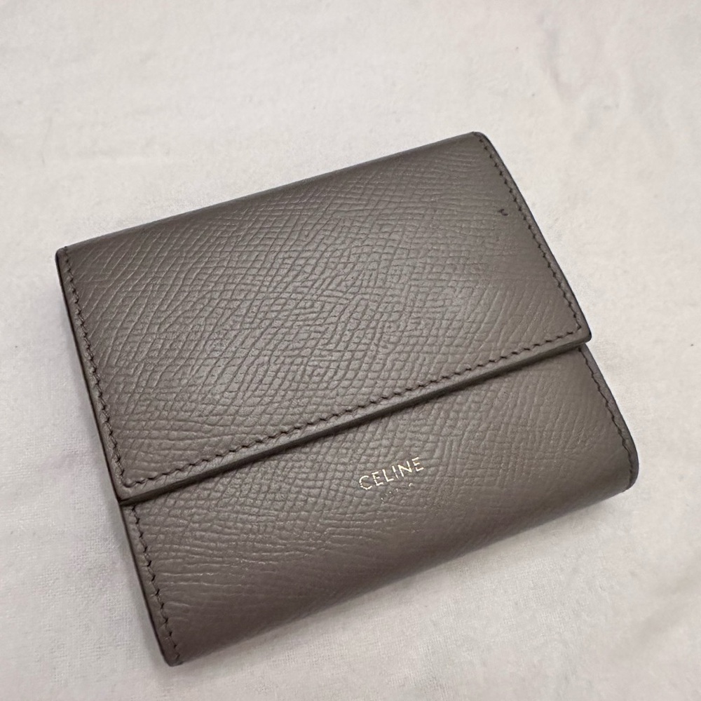 Celine Gray Leather Wallet Sleek Minimalist Design